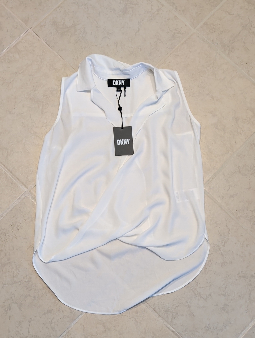 DKNY White Layered Tank Blouse